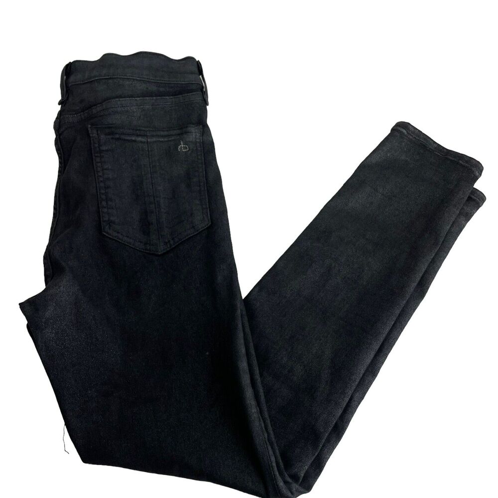 Rag & Bone High Rise Skinny Ankle Jeans In Gun Metal Grey Wax Coated Size 29